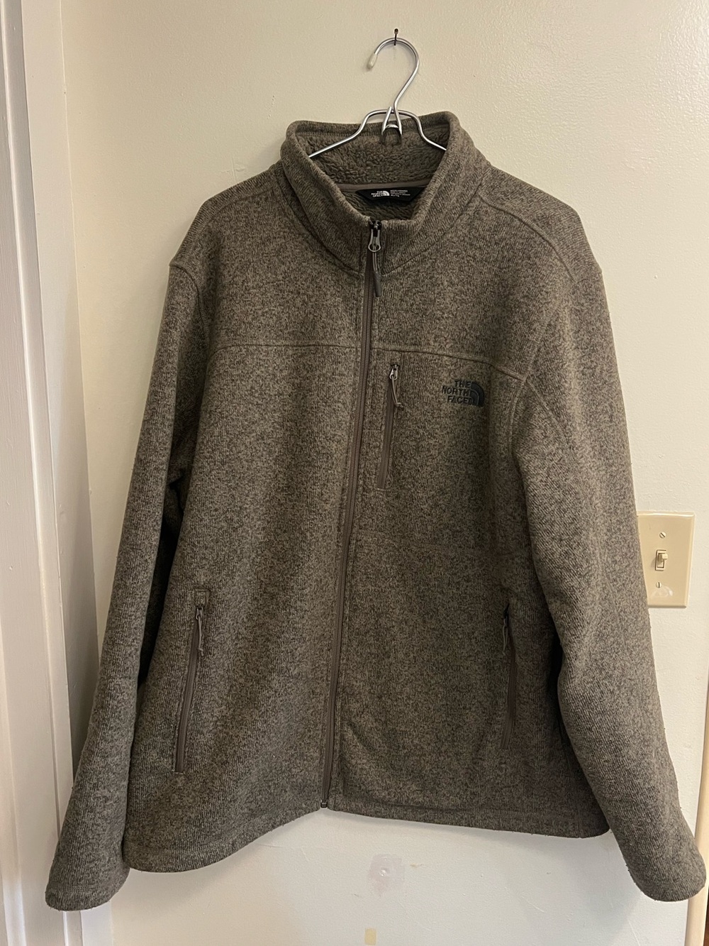 The North Face Men's Heather Olive Gray Full‑Zip Fleece Jacket Size XL